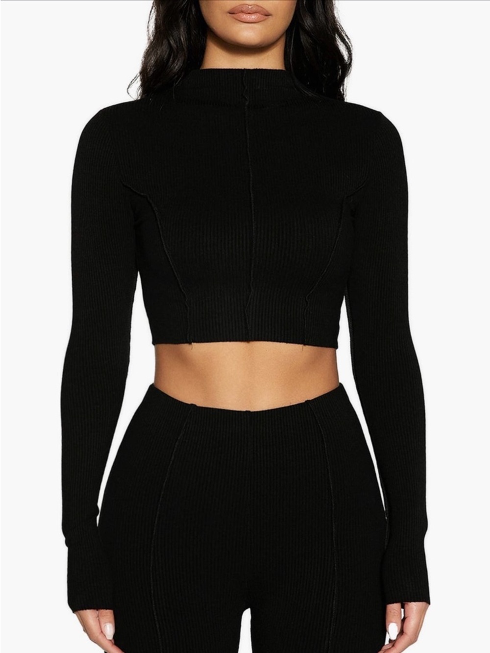 Naked Wardrobe Snatched to the Top Long Sleeve Crop Top